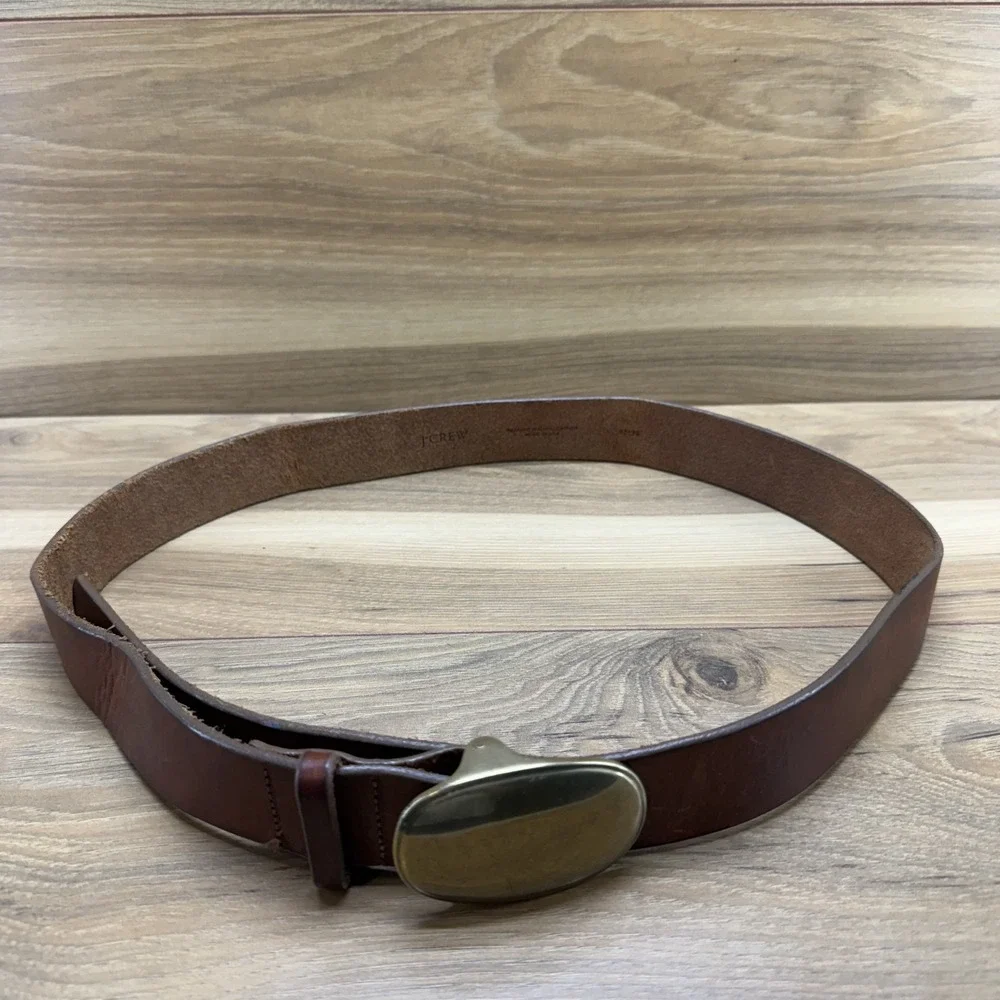J.Crew Genuine Italian Leather Brown Belt Womens L Large 36 38 USA Made Casual